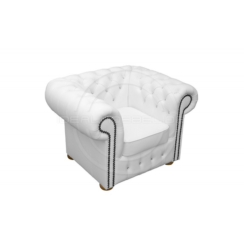 Chesterfield  Ledersessel Classic mit Kristallen