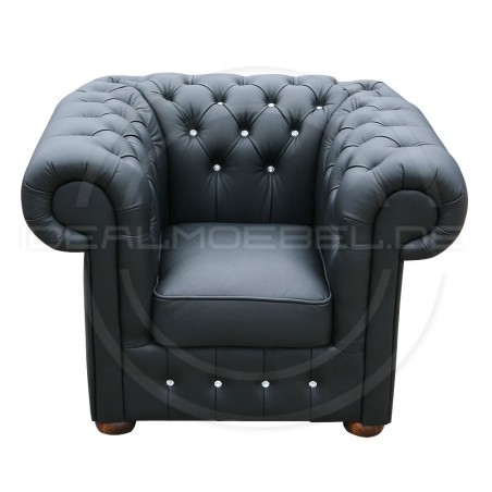 Chesterfield  Ledersessel Classic mit Kristallen