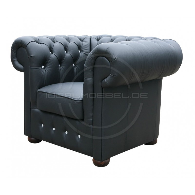 Chesterfield  Ledersessel Classic mit Kristallen