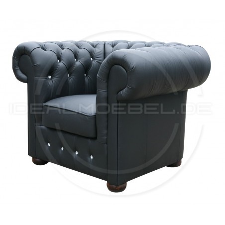 Chesterfield  Ledersessel Classic mit Kristallen