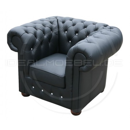 Chesterfield  Ledersessel Classic mit Kristallen