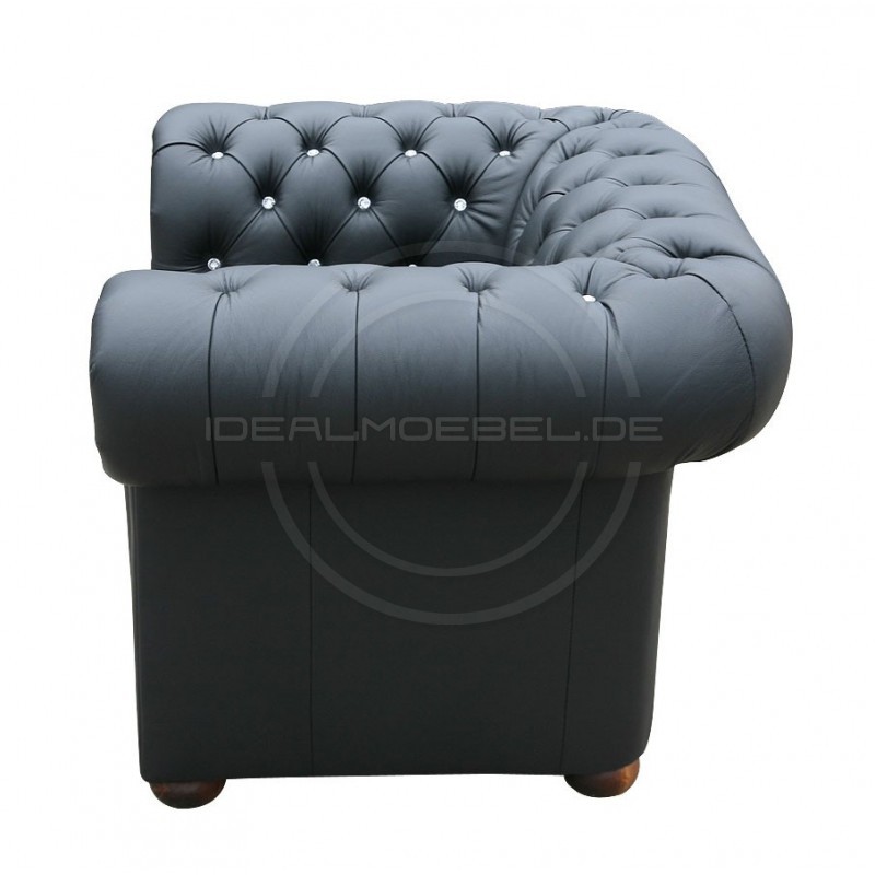 Chesterfield  Ledersessel Classic mit Kristallen