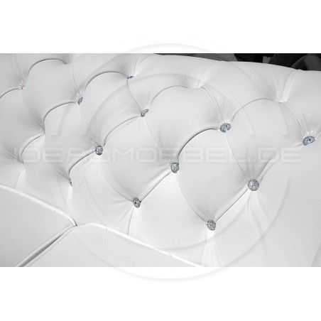 Chesterfield Ledersofa Classic mit Kristallen 3-Sitzer