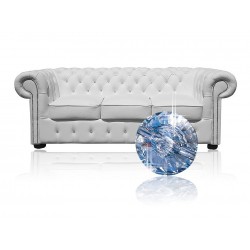 Chesterfield Ledersofa Classic mit Kristallen 3-Sitzer