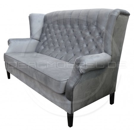 Chesterfield Ohrensofa Old Samt 2,5-Sitzer