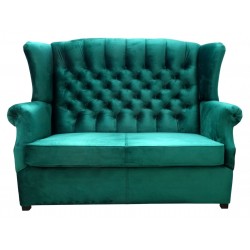 Chesterfield Ohrensofa Old Plus mit Schlaffunktion Samt 2-Sitzer