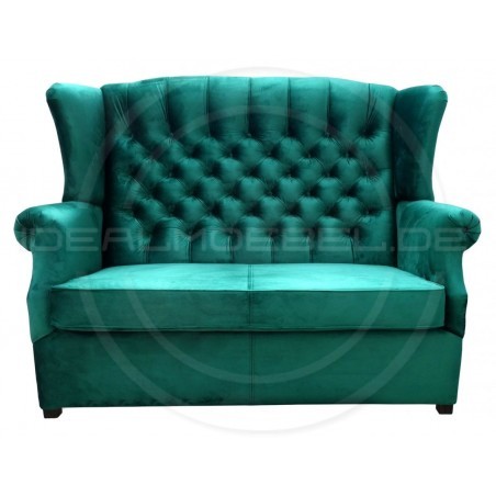 Chesterfield Ohrensofa Old Plus mit Schlaffunktion Samt 2-Sitzer