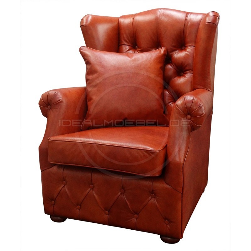 Fotel Chesterfield Uszak w skórze