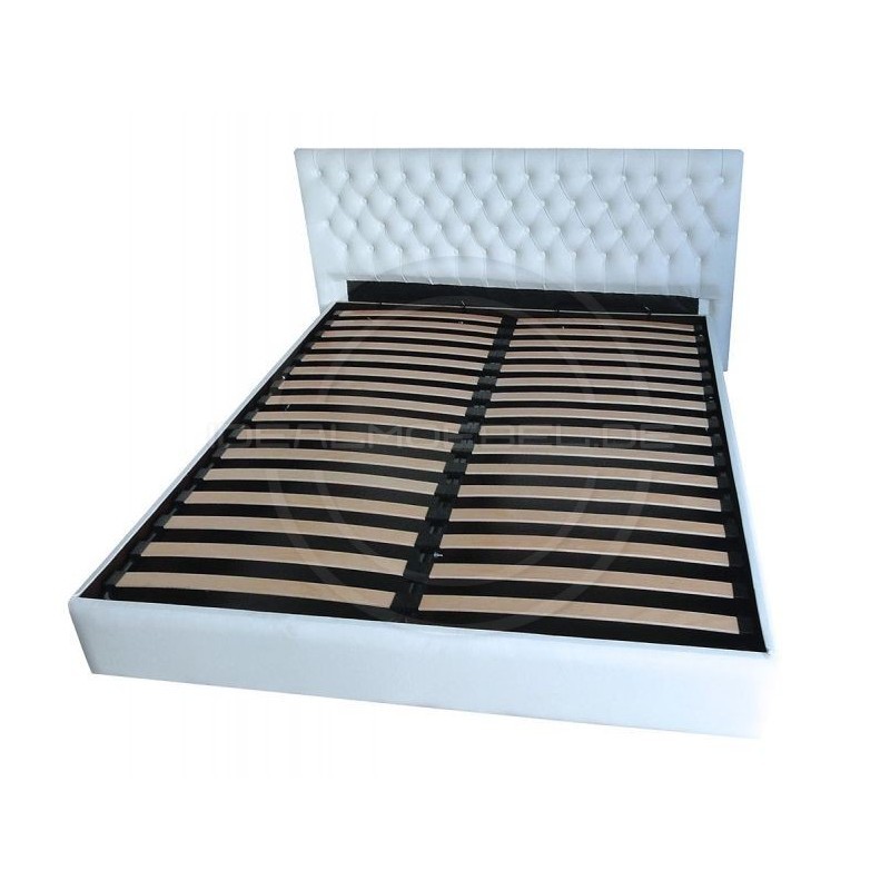 Chesterfield Lederbett Classic mit einem Behälter und klappbarem Lattenrost 180x200