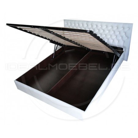 Chesterfield Lederbett Classic mit einem Behälter und klappbarem Lattenrost 180x200