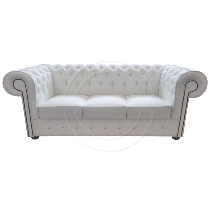 Chesterfield Ledersofa Prestige mit Kristallen 3 -Sitzer