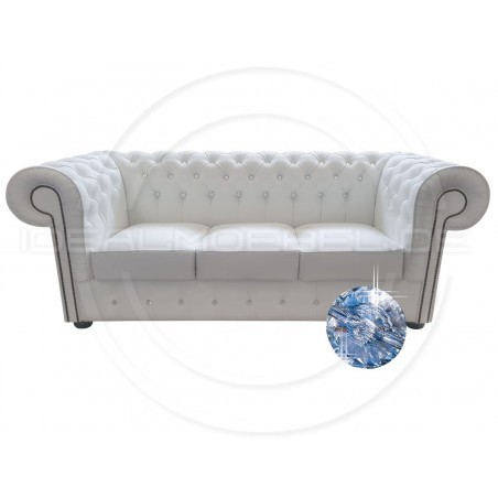 Chesterfield Ledersofa Prestige mit Kristallen 3 -Sitzer