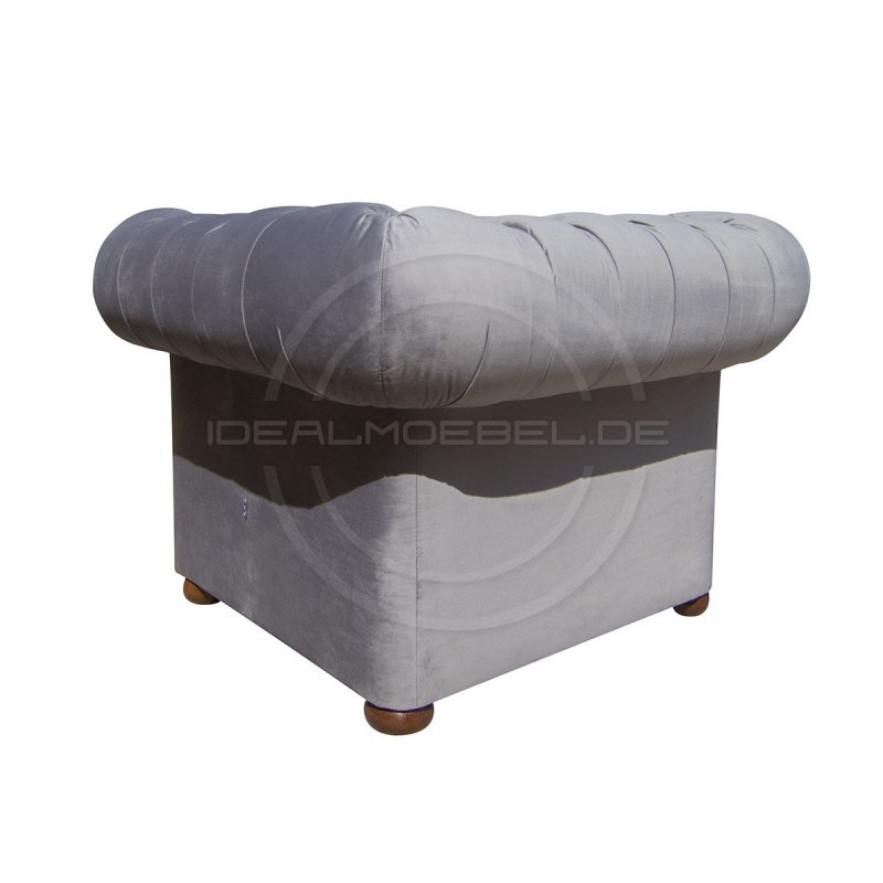 Chesterfield Sessel Classic XL mit Kristallen Samt