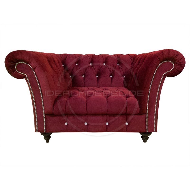 Glamour Sessel Elba mit Kristallen Samt