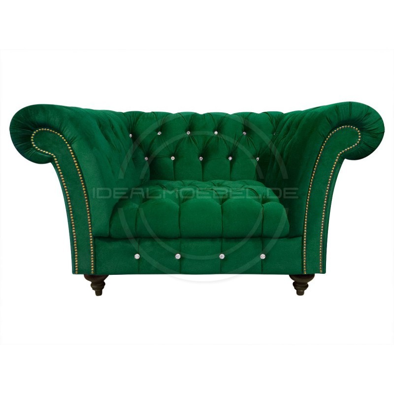 Glamour Sessel Elba mit Kristallen Samt