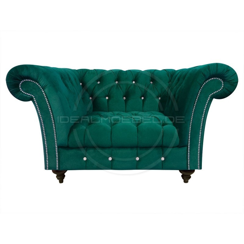 Glamour Sessel Elba mit Kristallen Samt