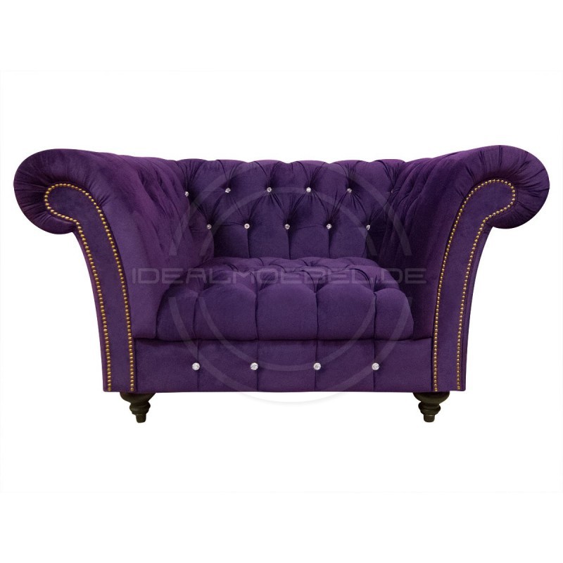 Glamour Sessel Elba mit Kristallen Samt