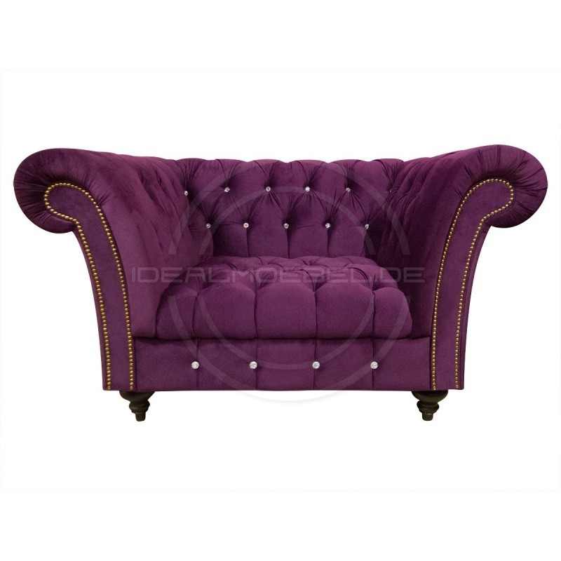 Glamour Sessel Elba mit Kristallen Samt