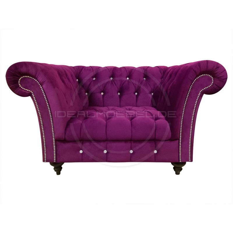 Glamour Sessel Elba mit Kristallen Samt