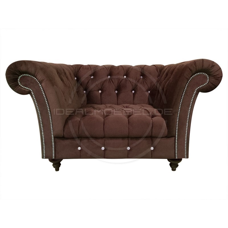 Glamour Sessel Elba mit Kristallen Samt