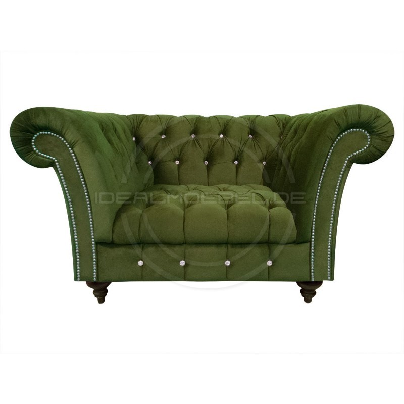 Glamour Sessel Elba mit Kristallen Samt