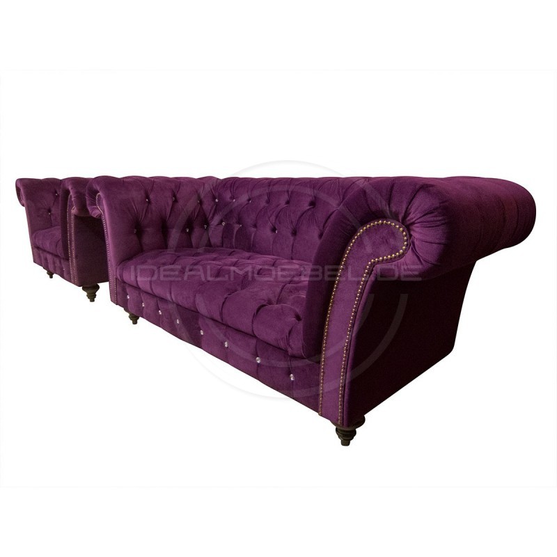 Glamour Sofa Elba Samt 2-Sitzer