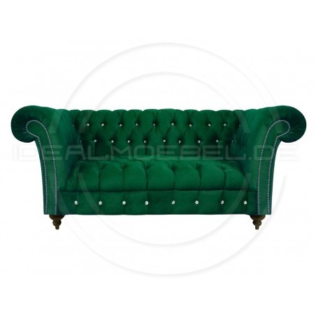 Glamour Sofa Elba mit Kristallen Samt 2-Sitzer