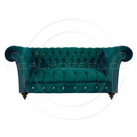 Glamour Sofa Elba mit Kristallen Samt 2-Sitzer