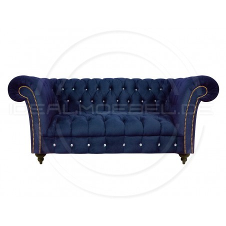 Glamour Sofa Elba mit Kristallen Samt 2-Sitzer