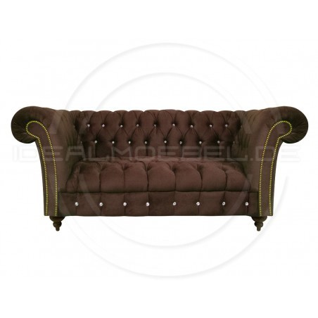 Glamour Sofa Elba mit Kristallen Samt 2-Sitzer