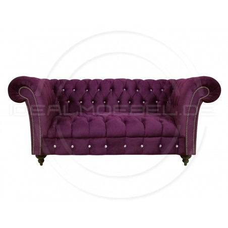 Glamour Sofa Elba mit Kristallen Samt 2-Sitzer