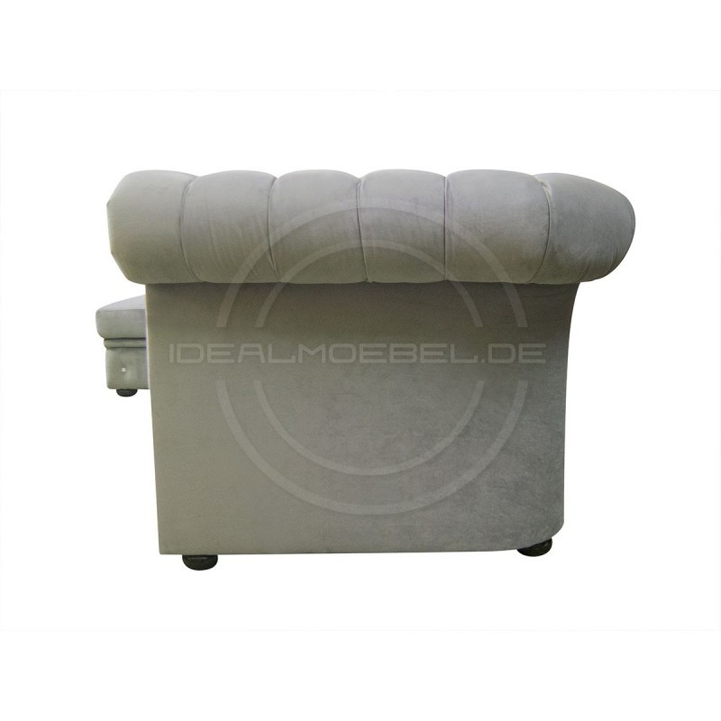 Chesterfield Ecksofa Normal Relax ohne Armlehne 180x260 mit Schlaffunktion und Kristallen, Samt