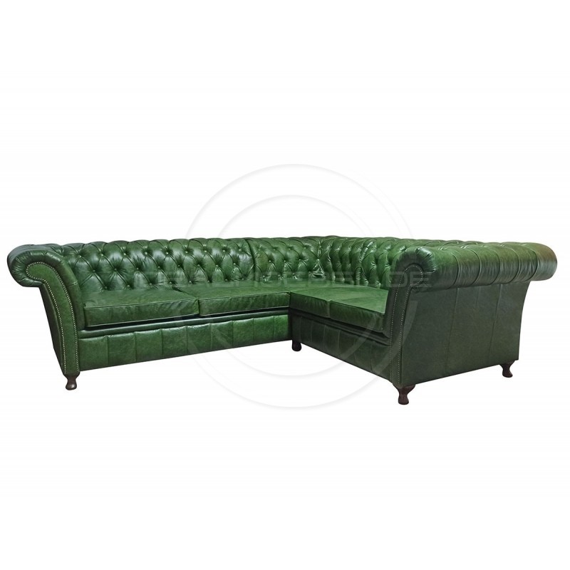 Chesterfield Ecksofa Fine Ludwik 260x230 mit alltagstauglicher Schlaffunktion Leder