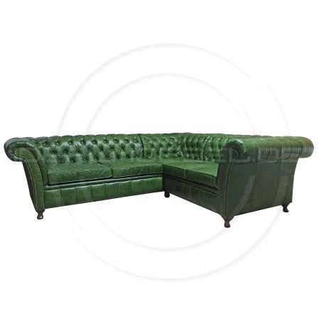 Chesterfield Ecksofa Fine Ludwik 260x230 mit alltagstauglicher Schlaffunktion Leder