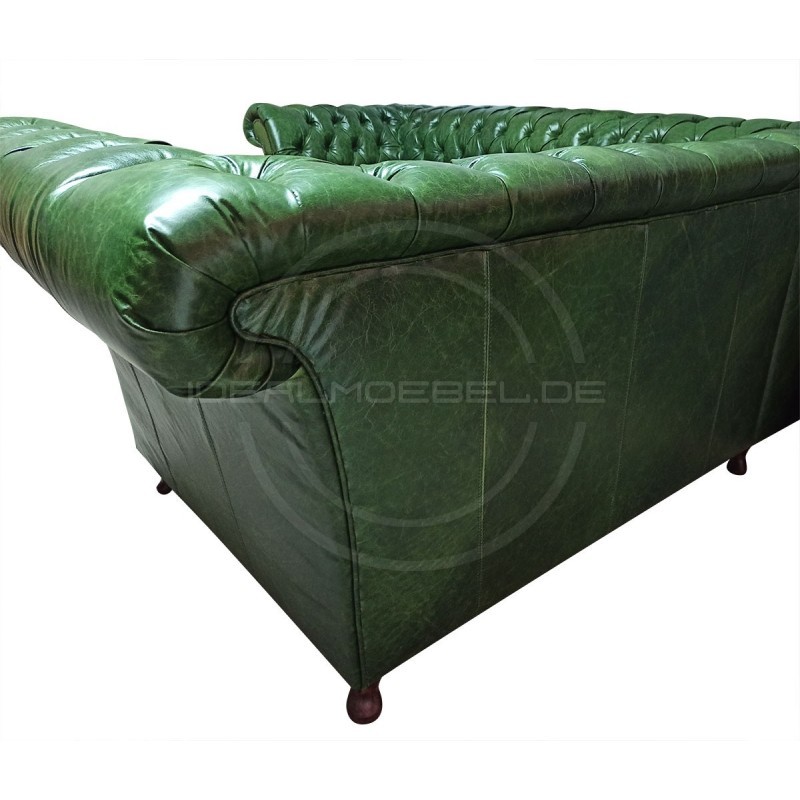 Chesterfield Ecksofa Fine Ludwik 260x230 mit alltagstauglicher Schlaffunktion Leder