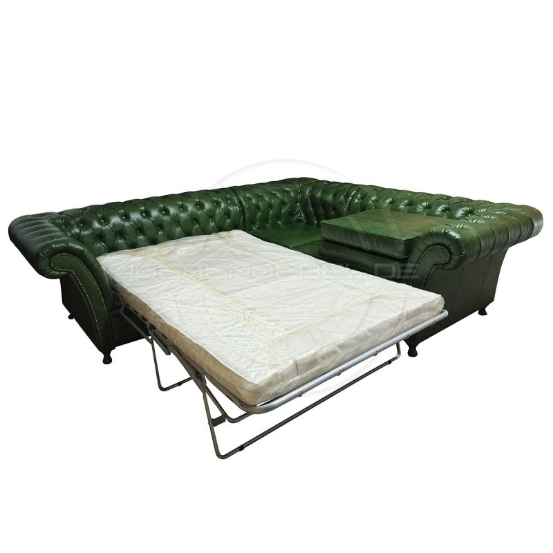 Chesterfield Ecksofa Fine Ludwik 260x230 mit alltagstauglicher Schlaffunktion Leder