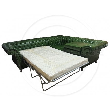 Chesterfield Ecksofa Fine Ludwik 260x230 mit alltagstauglicher Schlaffunktion Leder