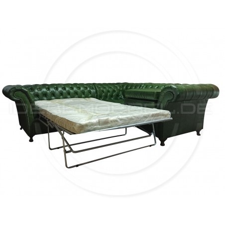 Chesterfield Ecksofa Fine Ludwik 260x230 mit alltagstauglicher Schlaffunktion Leder