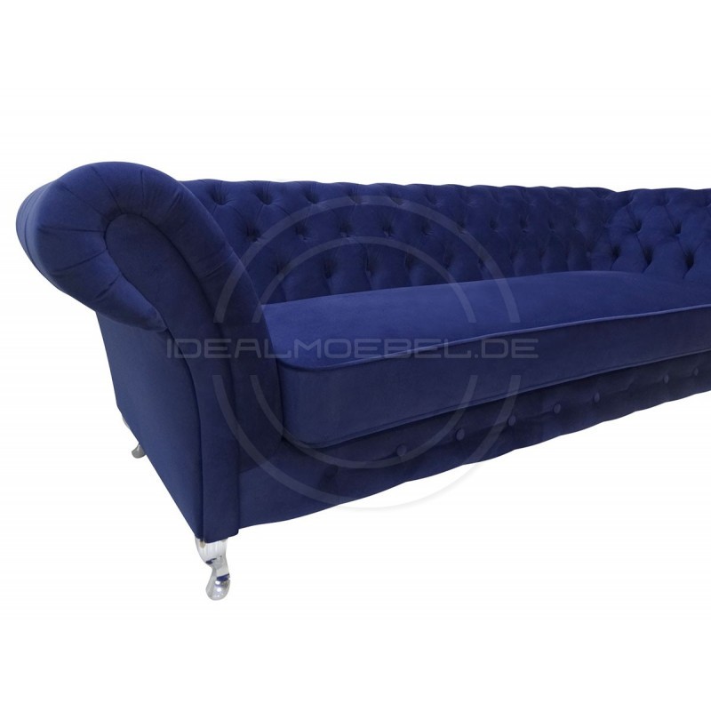 Glamour Chesterfield Sofa Femmediva Samt 3-Sitzer