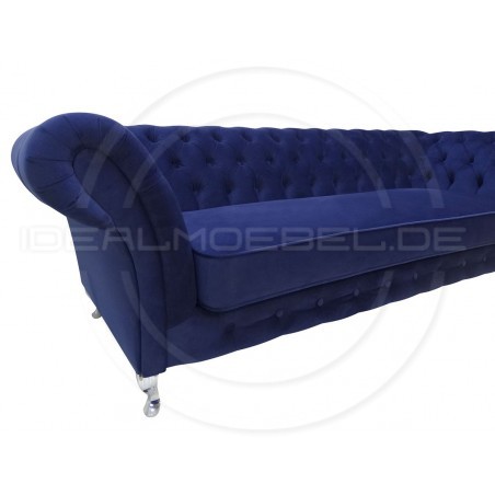 Glamour Chesterfield Sofa Femmediva Samt 3-Sitzer