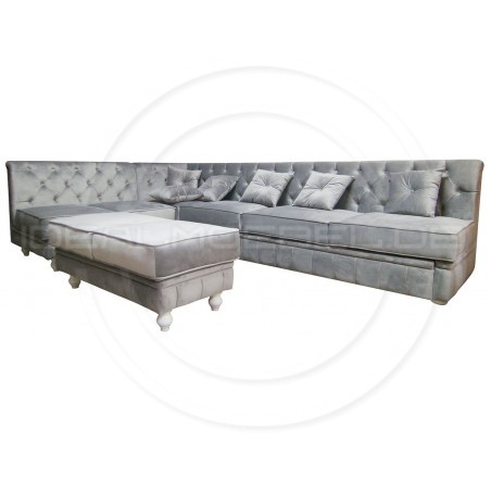Chesterfield Ecksofa Modulare Celebrity 195x300 mit Schlaffunktion, Samt