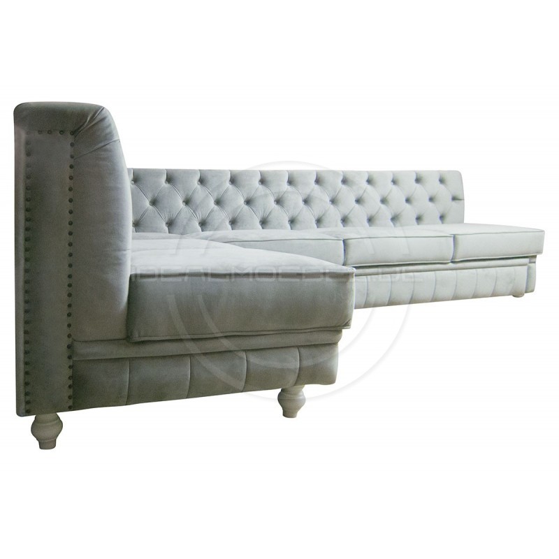 Chesterfield Ecksofa Modulare Celebrity 195x300 mit Schlaffunktion, Samt
