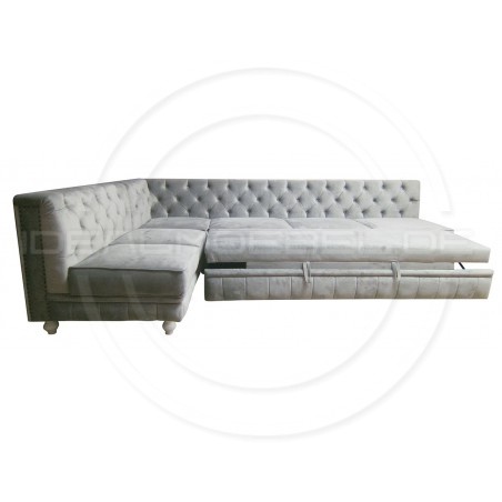 Chesterfield Ecksofa Modulare Celebrity 195x300 mit Schlaffunktion, Samt