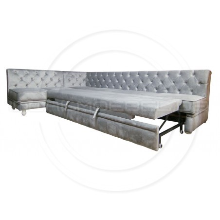 Chesterfield Ecksofa Modulare Celebrity 195x300 mit Schlaffunktion, Samt