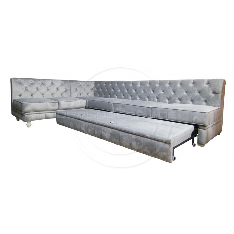 Chesterfield Ecksofa Modulare Celebrity 195x300 mit Schlaffunktion, Samt