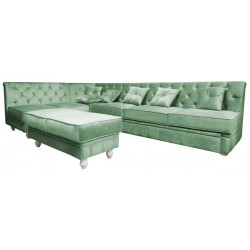 Chesterfield Ecksofa Modulare Celebrity 195x300 mit Schlaffunktion mit einer Sitzbank, Samt