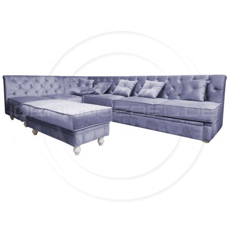 Chesterfield Ecksofa Modulare Celebrity 195x300 mit Schlaffunktion mit einer Sitzbank, Samt