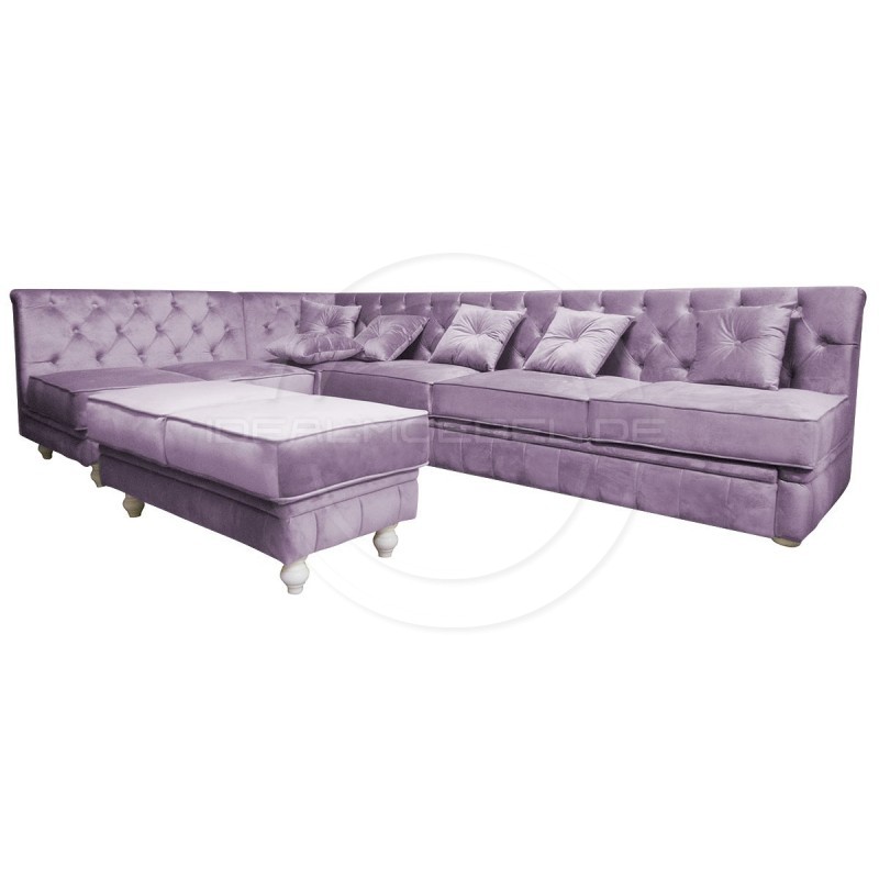 Chesterfield Ecksofa Modulare Celebrity 195x300 mit Schlaffunktion mit einer Sitzbank, Samt