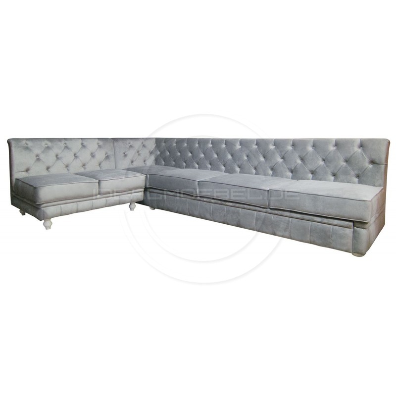 Chesterfield Ecksofa Modulare Celebrity 195x300 mit Schlaffunktion mit einer Sitzbank, Samt