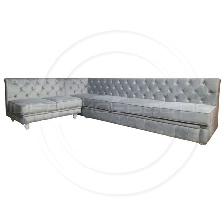 Chesterfield Ecksofa Modulare Celebrity 195x300 mit Schlaffunktion mit einer Sitzbank, Samt